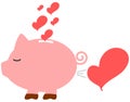 Cartoon piggy love bank romantic concept illustration