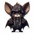 Charming Anime Style Fox In Black Jacket And Hood