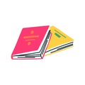 Cartoon Pile Different Color Books. Vector