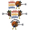 Cartoon pilgrim thanksgiving turkey gobble