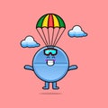 cartoon Pill medicine is skydiving with parachute