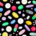 Cartoon pills and tablets pattern