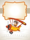 Cartoon pilot boy on a airplane flying Royalty Free Stock Photo