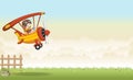 Cartoon pilot boy on a airplane flying Royalty Free Stock Photo