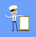 Cartoon Pilot Flight Attendant - Standing with a Blank Board