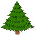 Cartoon pine tree icon. Vector clipart