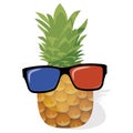 Cartoon pineapple in glasses. Illustration for children. A drawing on a white background.