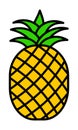Cartoon pineapple icon. Tropical fruit. Ananas vector illustration isolated on white