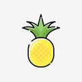 Cartoon pineapple vector cute silhouette exotic simple icon. Pineapple illustration flat fruit logo