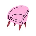 Cartoon Pink Armchair Icon. Vector