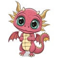 Cartoon Pink Baby Dragon isolated on a white background Royalty Free Stock Photo