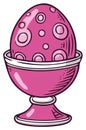 Cartoon Pink Easter Egg in Pink Cup Hand-Drawn Illustration Royalty Free Stock Photo