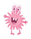 Cartoon Pink Microorganism. Funny Smiling Germ.