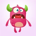 Cartoon pink monster. Vector Halloween illustration Royalty Free Stock Photo