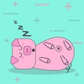 cartoon pink pigs sleep character cute