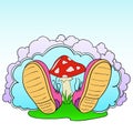 Cartoon pink shoes with poison mushroom