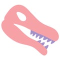 Cartoon pink skull  dinosaur skeleton. Isolated objects. Children&#s vector illustration. Drawn by hands. It can be used Royalty Free Stock Photo