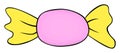 Cartoon pink-yellow candy icon. Bonbon clipart. Vector illustration