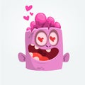 Cartoon pink zombie in love. St. Valentine`s Day vector illustration. Royalty Free Stock Photo