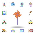 cartoon pinwheel toy colored icon. set of children toys illustration icons. signs, symbols can be used for web, logo, mobile app,
