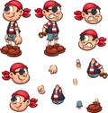 Cartoon pirate boy with separate parts ready for animation