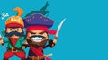 Cartoon Pirate Captains in Duel Royalty Free Stock Photo
