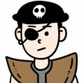 cartoon pirate with crossbones on white background Royalty Free Stock Photo