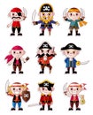 Cartoon pirate icon set Royalty Free Stock Photo
