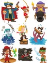 Cartoon pirate icon set Royalty Free Stock Photo