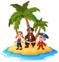 Cartoon pirate in the island Royalty Free Stock Photo