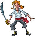 Cartoon pirate mate swordsman Royalty Free Stock Photo