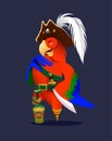 Cartoon pirate parrot. character design. Vector Royalty Free Stock Photo