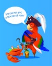 Cartoon pirate parrot and crab. character design Royalty Free Stock Photo