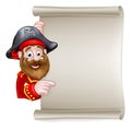 Cartoon Pirate Pointing at Scroll Sign Royalty Free Stock Photo