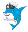 Cartoon pirate shark Royalty Free Stock Photo