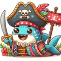 Cartoon pirate shark Royalty Free Stock Photo