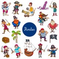 Cartoon pirates fantasy characters set