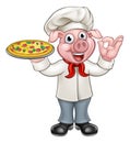 Cartoon Pizza Chef Pig Character Royalty Free Stock Photo