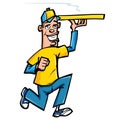 Cartoon of Pizza delivery boy Royalty Free Stock Photo