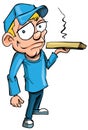 Cartoon pizza delivery boy with a pizza Royalty Free Stock Photo
