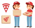 Cartoon pizza delivery girl