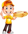 Cartoon pizza delivery man giving thumbs up Royalty Free Stock Photo