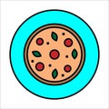 Cartoon pizza, great design for any purposes. Simple illustration. White background. Vector illustration. stock image. Royalty Free Stock Photo