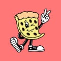CARTOON PIZZA GUY WITH PEACE SIGN COLOR
