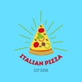 Cartoon Pizzeria Sign Color Card Poster. Vector