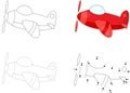 Cartoon plane. Dot to dot game for kids Royalty Free Stock Photo