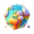 Cartoon planet cute 3d icon Earth day or environment conservation concept low poly. Save green low poly concept isolated