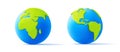 Cartoon planet Earth 3d vector icon in green and blue colours, volume continents, 3d render style Royalty Free Stock Photo