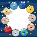 Cartoon Planets Round Photo Frame