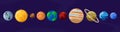 Cartoon planets of the solar system in order